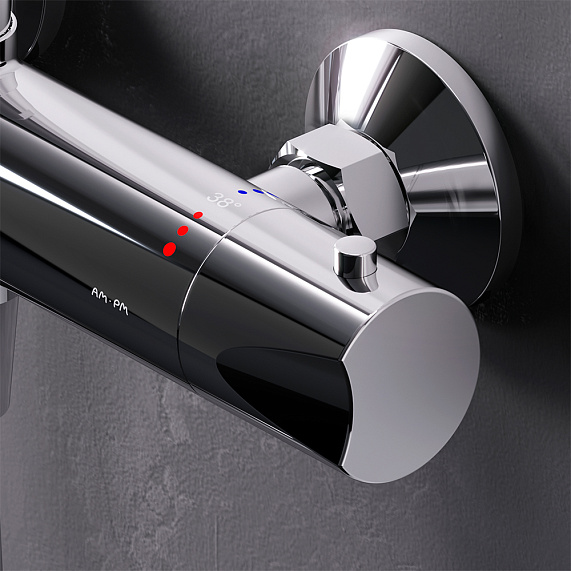 Душевая система AM.PM Crave F079C400 стойка с тропическим душем, термостатом, смесителем, хром-4