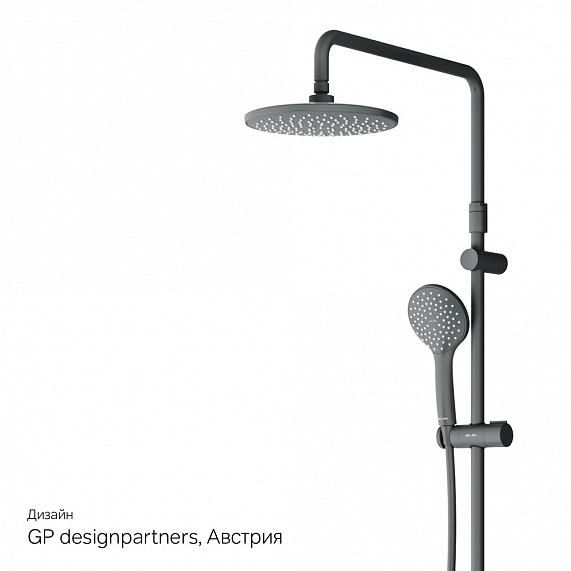 Душевая система AM.PM Gem F42890A14 стойка с тропическим душем, черная матовая + смеситель для ванны, черный матовый-8
