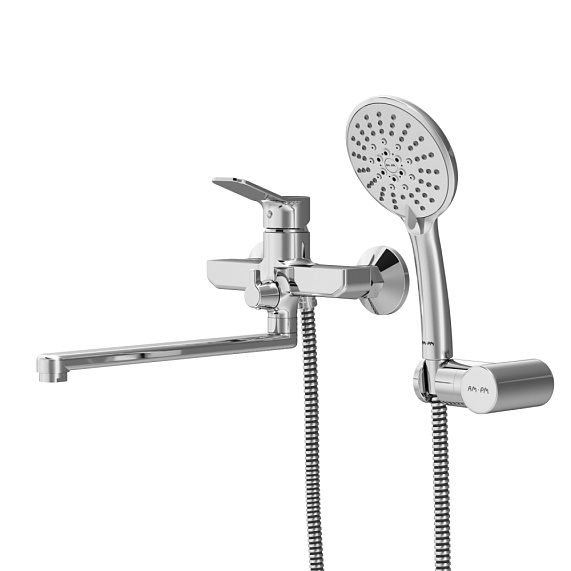 Смеситель для ванны и душа AM.PM X-Joy F85A95000 длинный излив, душевая лейка, шланг 1750, хром-8