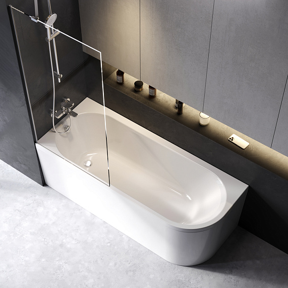 Ванна акриловая 170x70 AM.PM X-Joy W94A-170L70W-ARP ассиметричная с каркасом и панелью, белая глянцевая-4