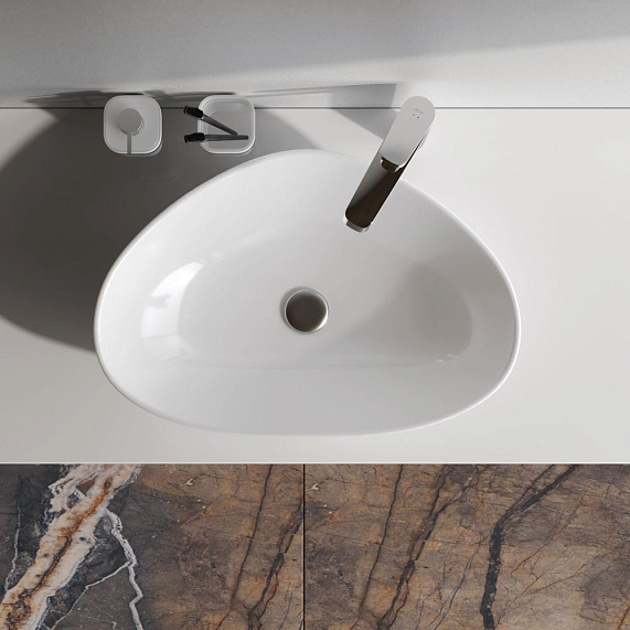 Раковина накладная 60 AM.PM Func M8FWCC50600WG ассиметричная белая-2