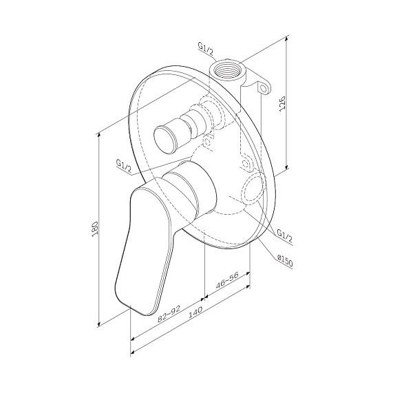 Смеситель для ванны и душа AM.PM X-Joy F85A45022 черный встраиваемый-8