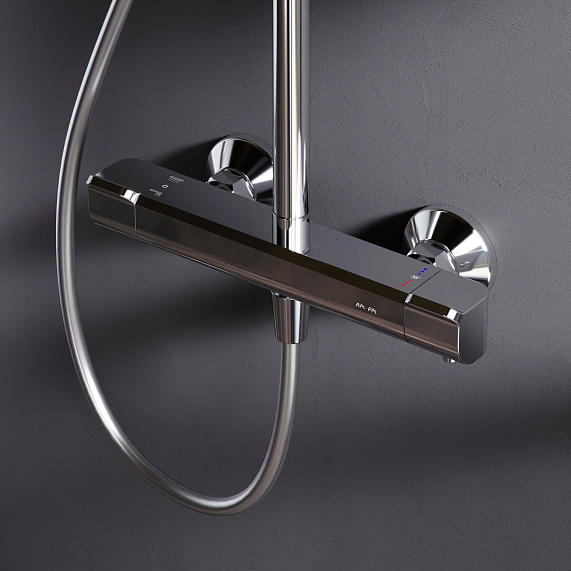 Душевая система AM.PM Func F078F400 стойка с тропическим душем, термостатом, смесителем, хром-2